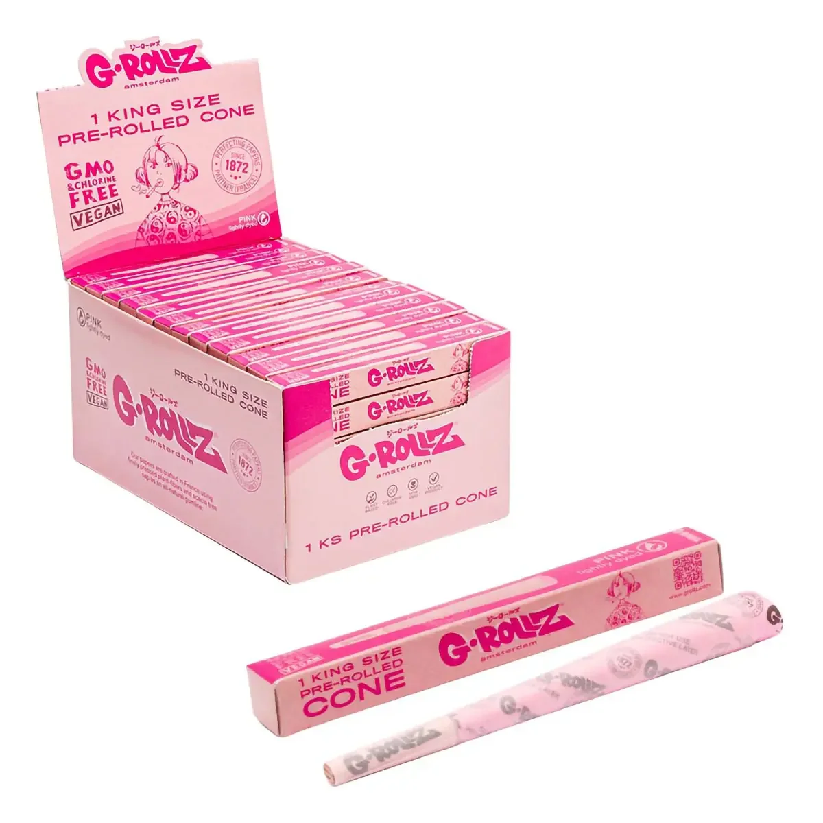 G-Rollz Dyed Pink Single Cones 1tk